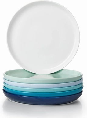 Sweese Porcelain 7.4 Inch Dessert Plates Set of 6 - Salad Modern Appetizer Plates - Dishwasher, Microwave, Oven Safe, Smooth Glaze, Scratch Resistant