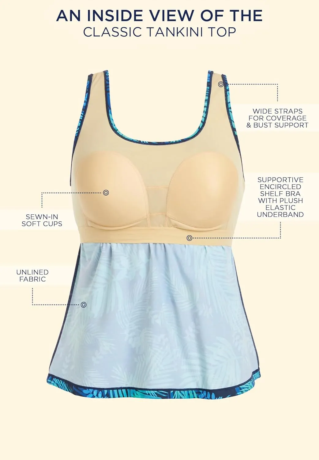 Swimsuits For All Women's Classic Tankini Top (Plus