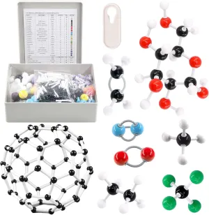 Swpeet 444Pcs Organic Chemistry Molecular Model Student and Teacher Kit, Molecular Model Set for Inorganic & Organic Chemistry - 136 Atoms & 158 Links & 150 Parts for Carbon-60 (Fullerene)