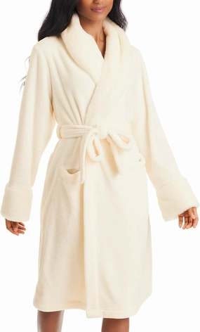TAHARI Womens Plush Velour Bathrobe with Faux Fur Trim - Plush Robes for Women