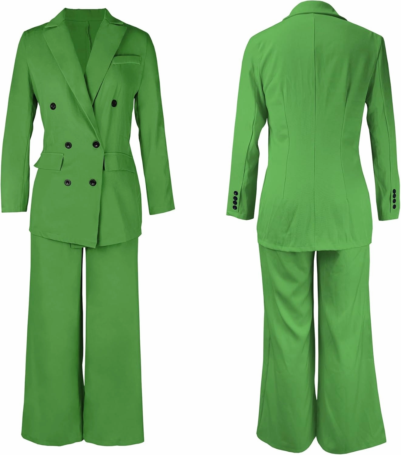 Tcremisa Women's Fashion Pants Suit 2 Piece Business Outfits Casual Double Breasted Blazer and Pant Sets