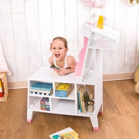 Teamson USA Zoo Kingdom Unicorn Bookshelf - White/Pink