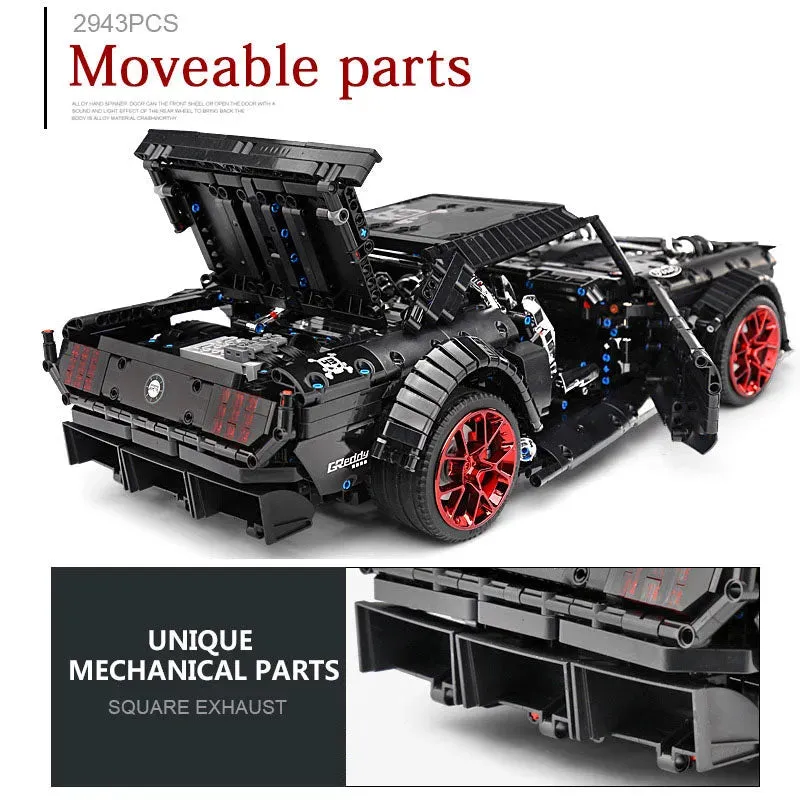 Tech MOC Classic Sports Car Mustang Hoonicorn V2 Bricks Toy 13108