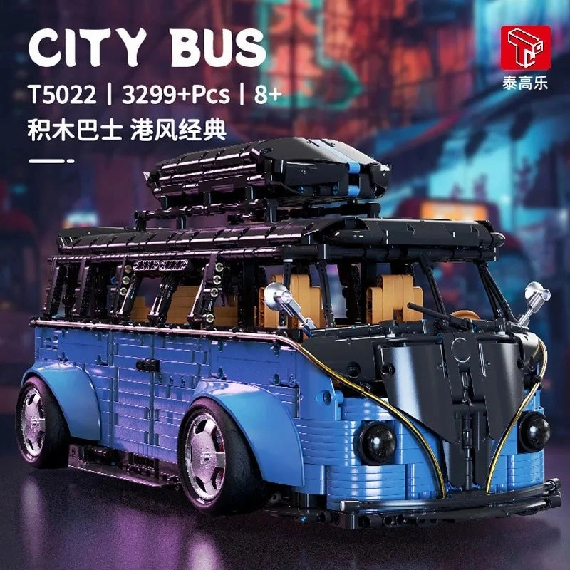 Tech MOC Electroplated Camper Bus Van Bricks Toy T5022A