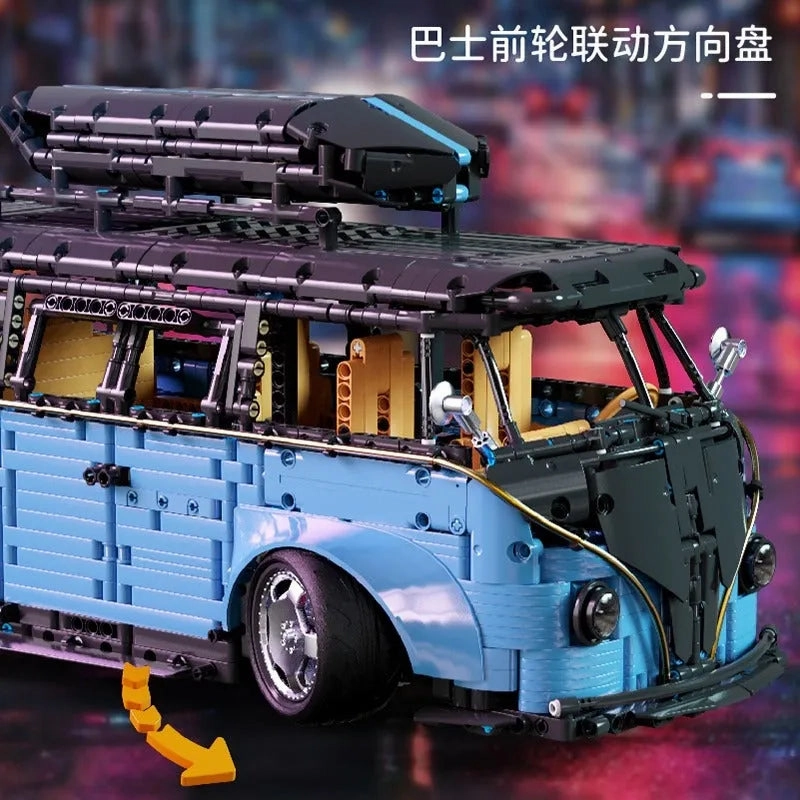 Tech MOC Electroplated Camper Bus Van Bricks Toy T5022A