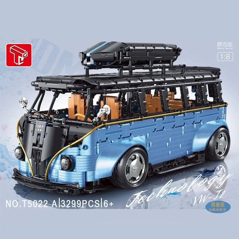 Tech MOC Electroplated Camper Bus Van Bricks Toy T5022A
