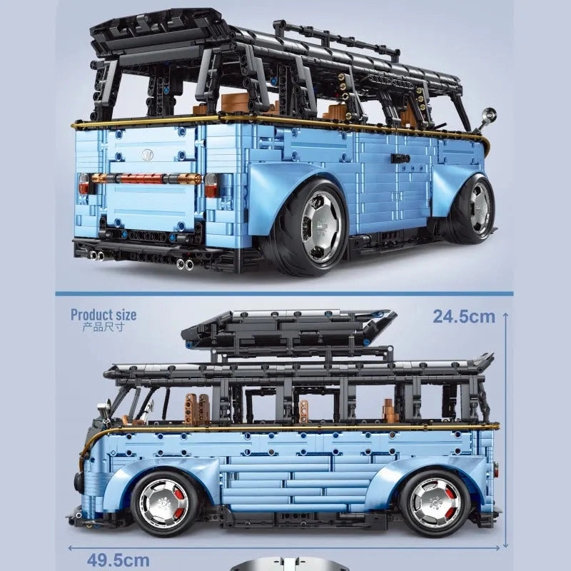 Tech MOC Electroplated Camper Bus Van Bricks Toy T5022A