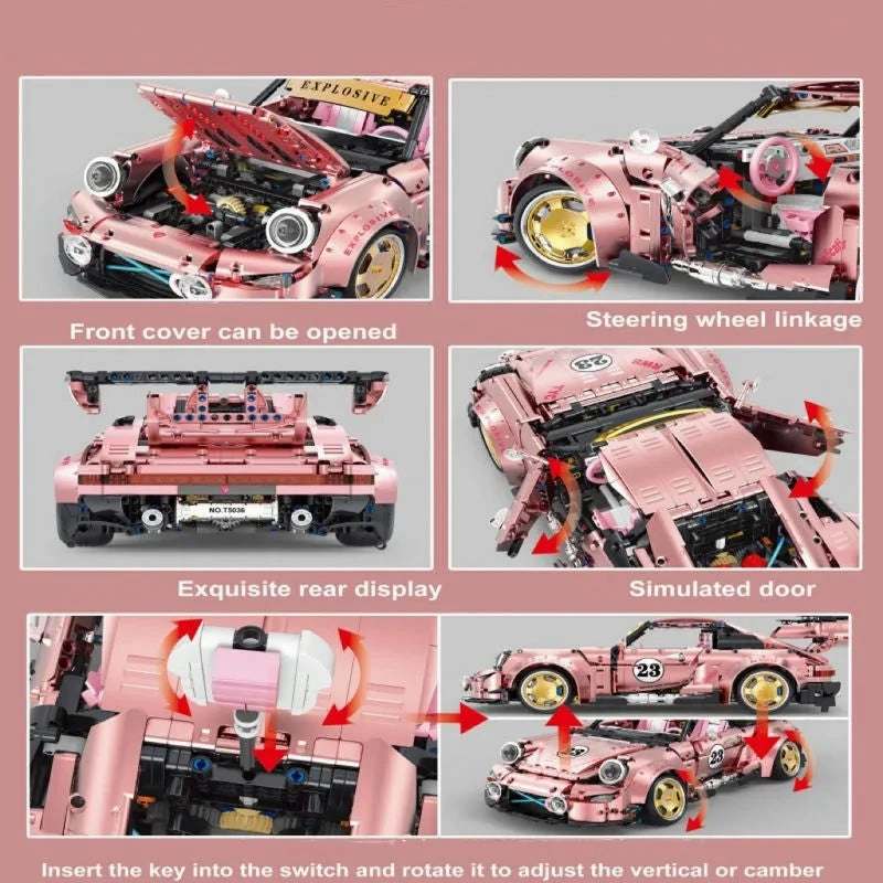 Tech MOC Porsche 911 RWB Supercar Bricks Toy T5036A