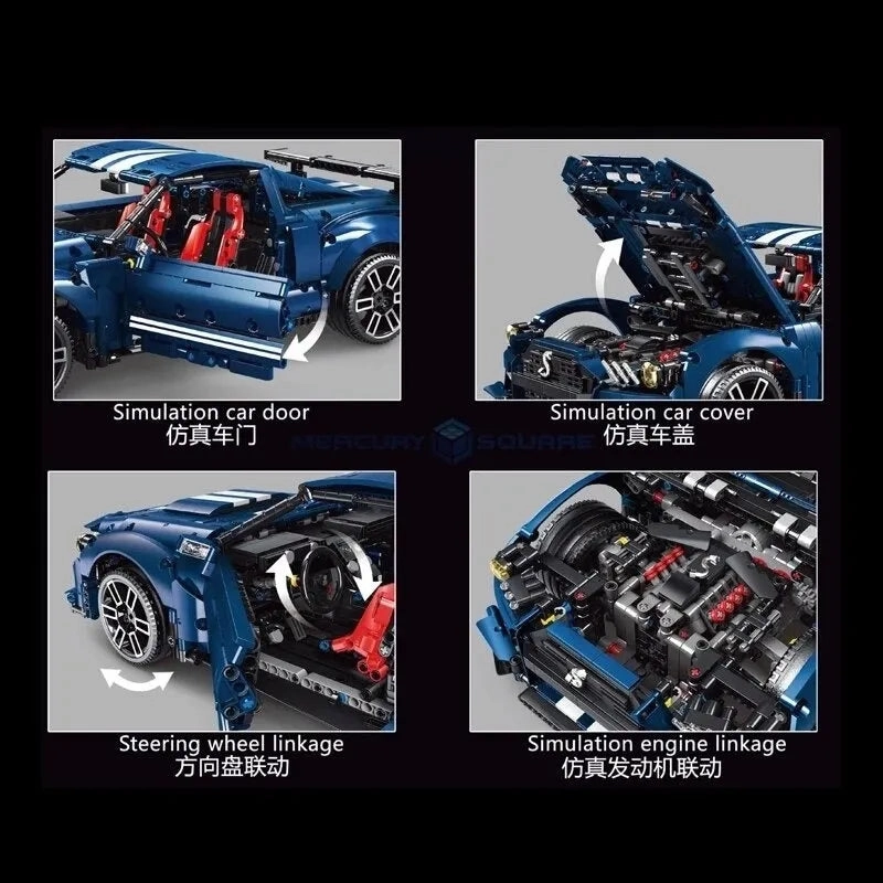 Tech MOC Shelby GT500 Classic Racing Car Bricks Toy T5017A