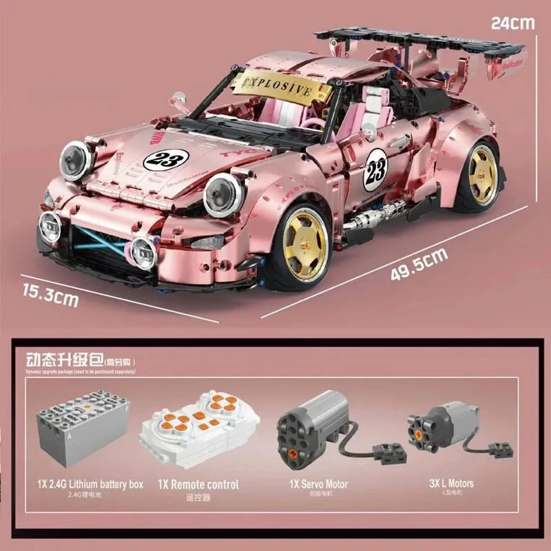 Tech Motorized RC Porsche 911 RWB Supercar Bricks Toy T5036A