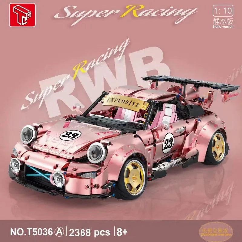 Tech Motorized RC Porsche 911 RWB Supercar Bricks Toy T5036A