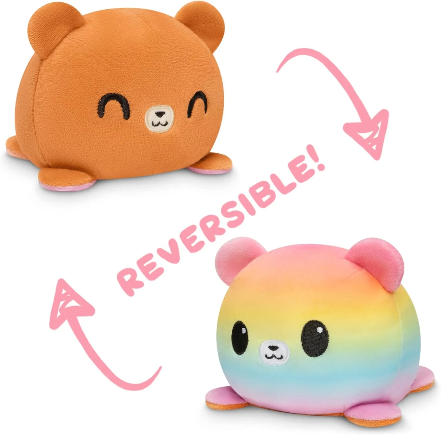 TeeTurtle - The Original Reversible Bear Plushie - Pride - Brown   Rainbow - Cute Sensory Fidget Stuffed Animals That Show Your Mood!