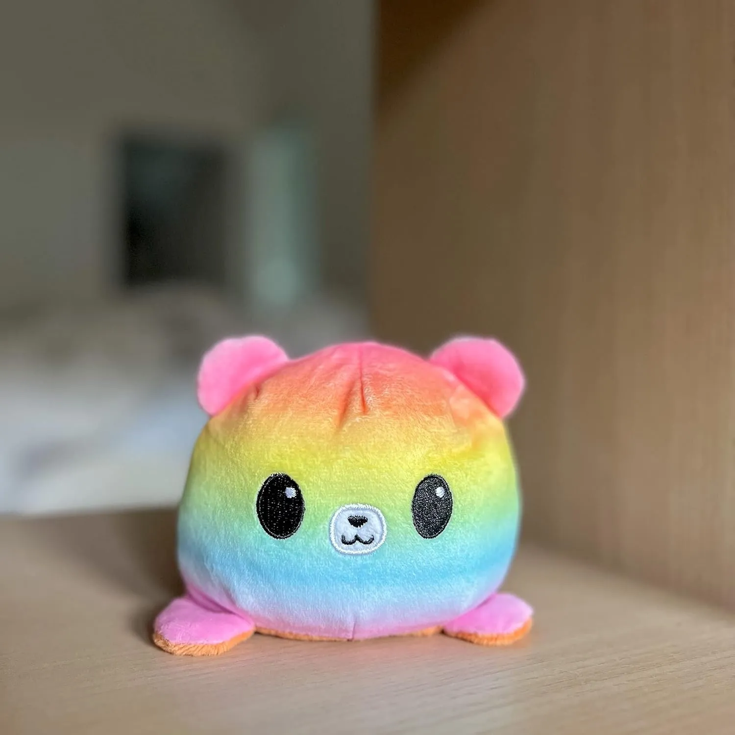 TeeTurtle - The Original Reversible Bear Plushie - Pride - Brown   Rainbow - Cute Sensory Fidget Stuffed Animals That Show Your Mood!
