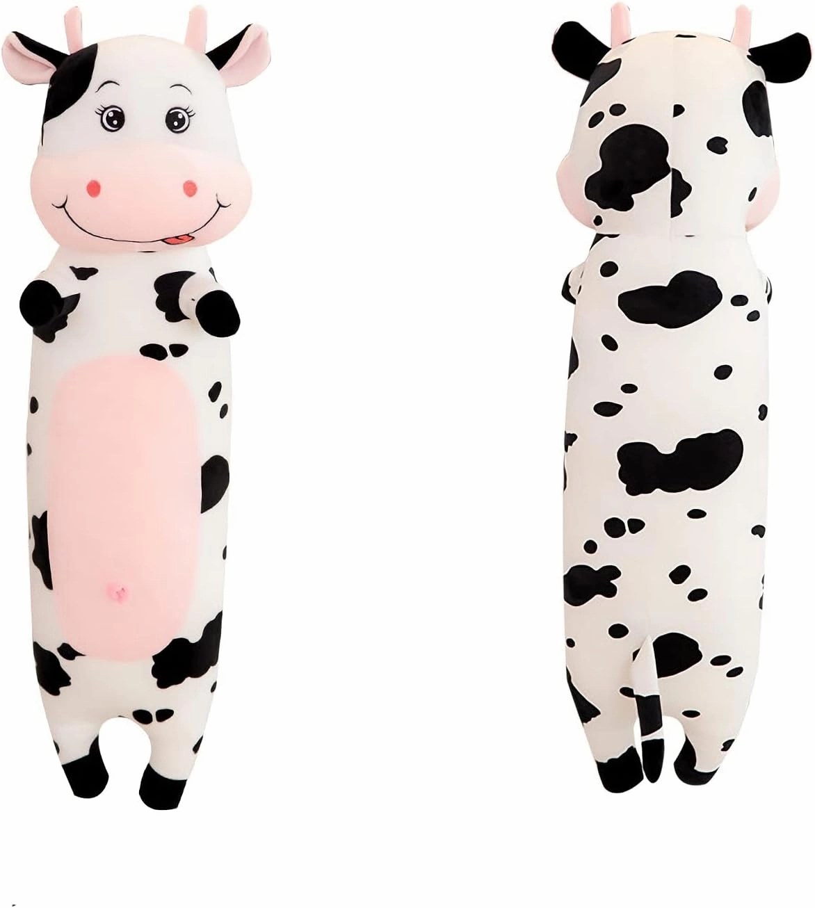 TEFU Lovely Creative Milk Cow Plush Pillow Toys Soft Stuffed Cartoon Animal Cattle Doll Bedroom Sleeping Pillow Cushion,Gifts for Friends Kids (70cm/27.5in)