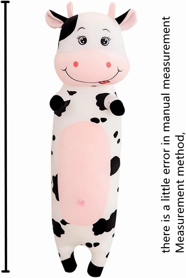 TEFU Lovely Creative Milk Cow Plush Pillow Toys Soft Stuffed Cartoon Animal Cattle Doll Bedroom Sleeping Pillow Cushion,Gifts for Friends Kids (70cm/27.5in)