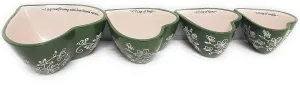 Temp-tations Nesting Measuring Cup and Measuring Spoon Set, Ceramic (Heart, Floral Lace Red)