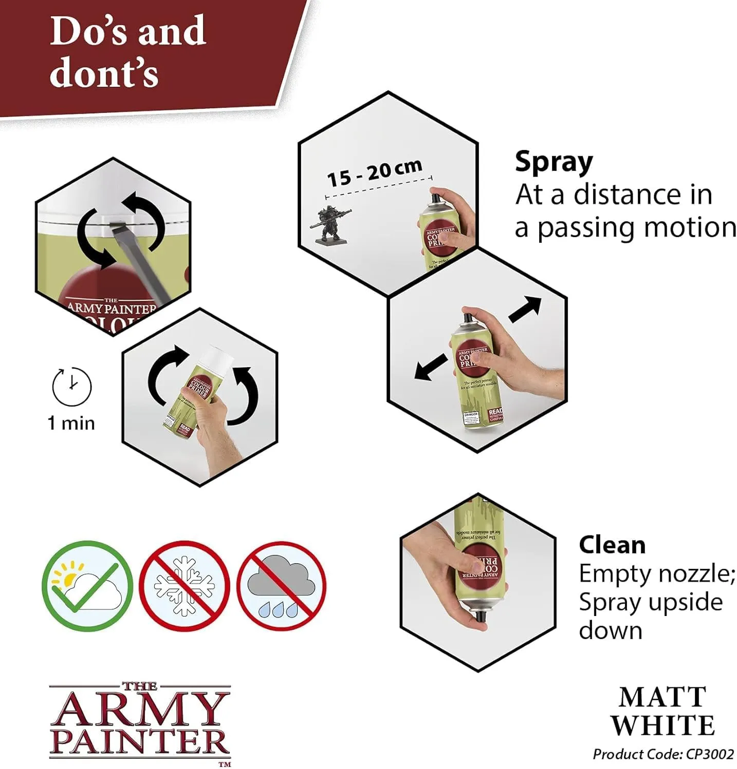 The Army Painter Color Primer Spray Paint, Matt White, 400ml, 13.5oz - Acrylic Spray Undercoat for Miniature Painting- Spray Primer for Plastic Miniatures