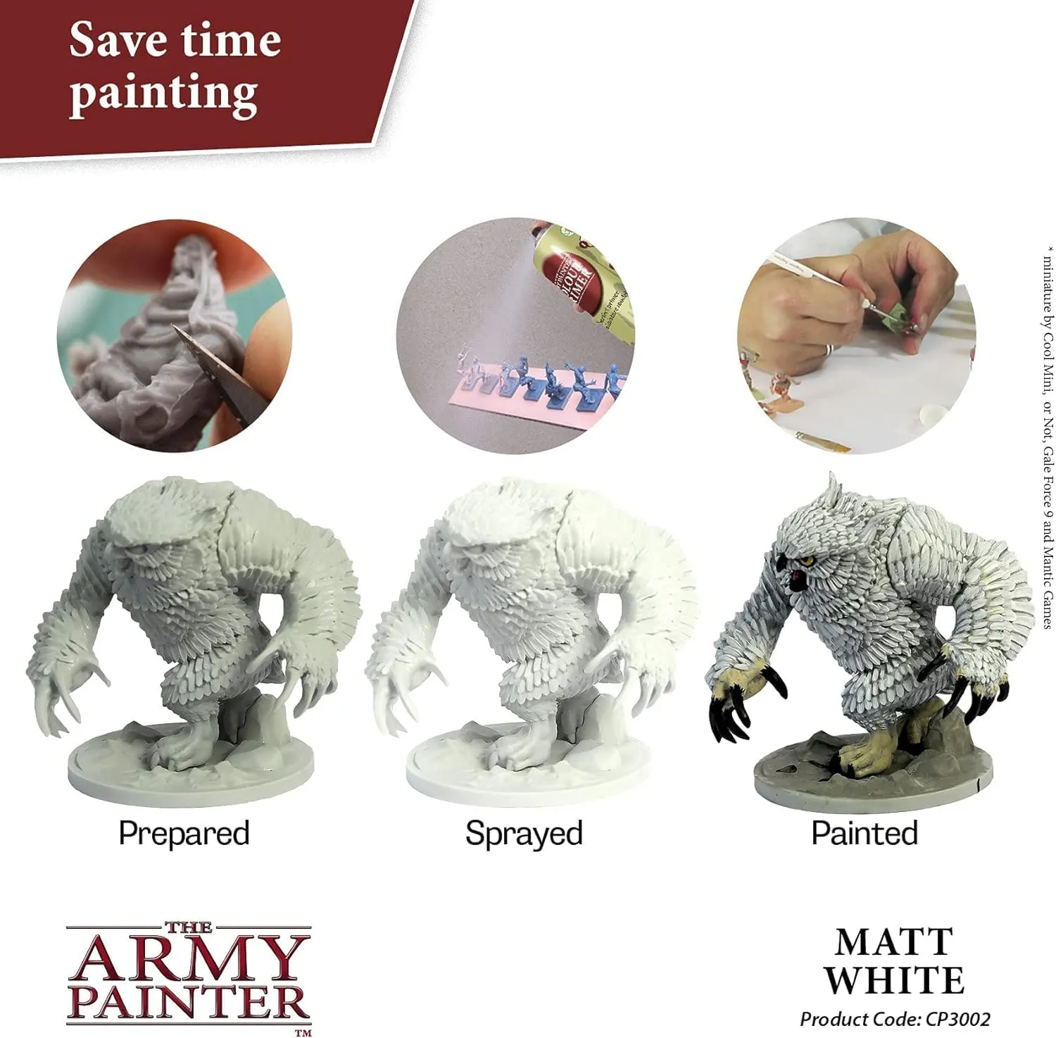 The Army Painter Color Primer Spray Paint, Matt White, 400ml, 13.5oz - Acrylic Spray Undercoat for Miniature Painting- Spray Primer for Plastic Miniatures