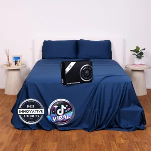 The LAD Collective 3.0 Fitted Sheet - Deep Pocket Bed Cover with EasyGrip™ Loop Straps, Durable Elastic & Temperature Regulating Fabric - Premium Bed Sheets - Atlantic/Queen