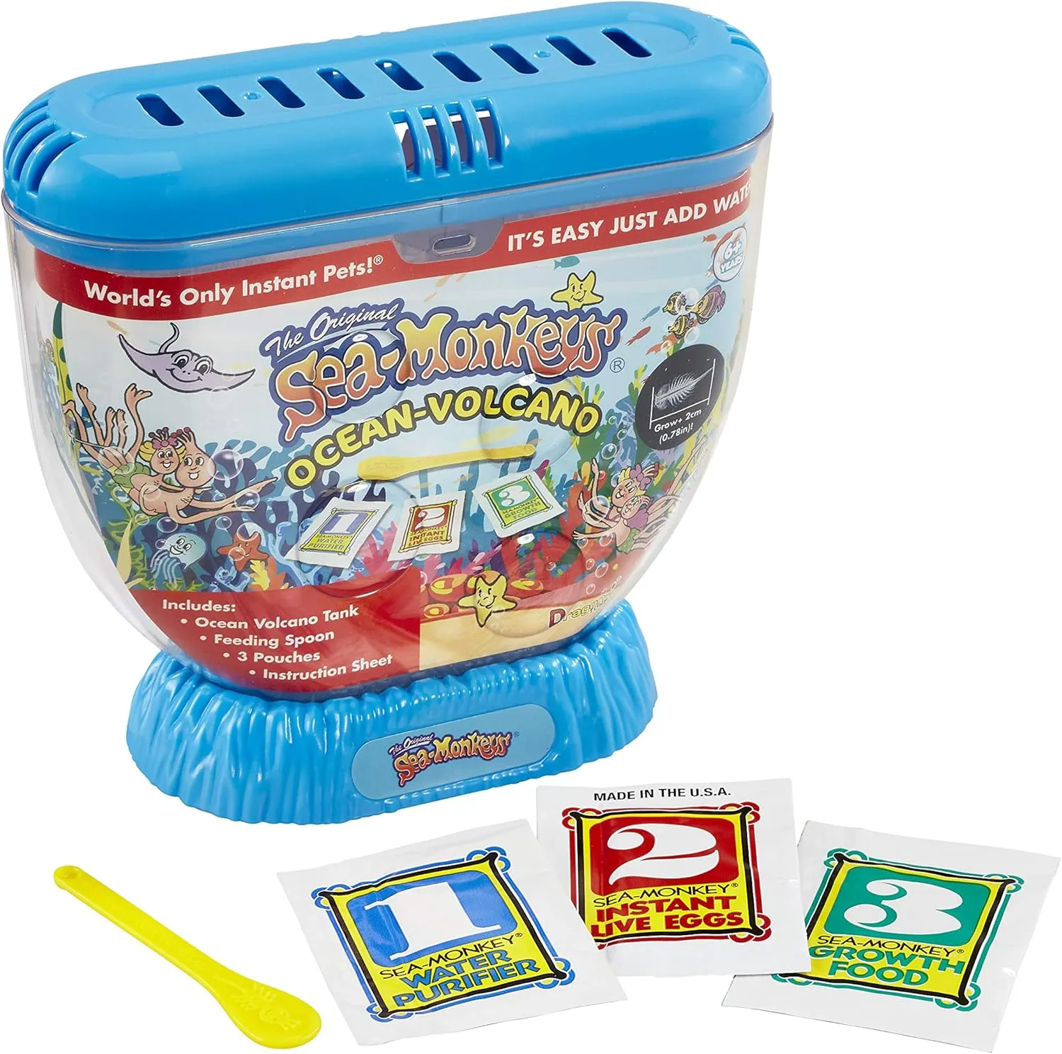 The Original Sea Monkeys Ocean Volcano | Includes Eggs, Food, Water Purifier, and Sea Monkey Tank | Discover Sea Creatures with This Grow Your Own Pet Science Toy for Kids | Random Colour Supplied
