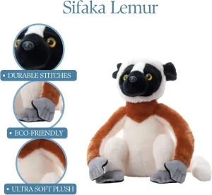 The Petting Zoo Sifaka Lemur Stuffed Animal Plushie, Gifts for Kids, Wild Onez Zoo Animals, Lemur Plush Toy 12 inches