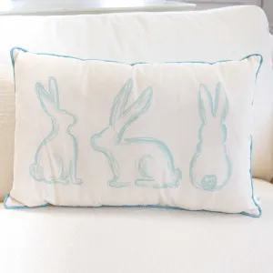 The Royal Standard - Lily Belle Bunny Lumbar Pillow   Soft White/Blue   13x20