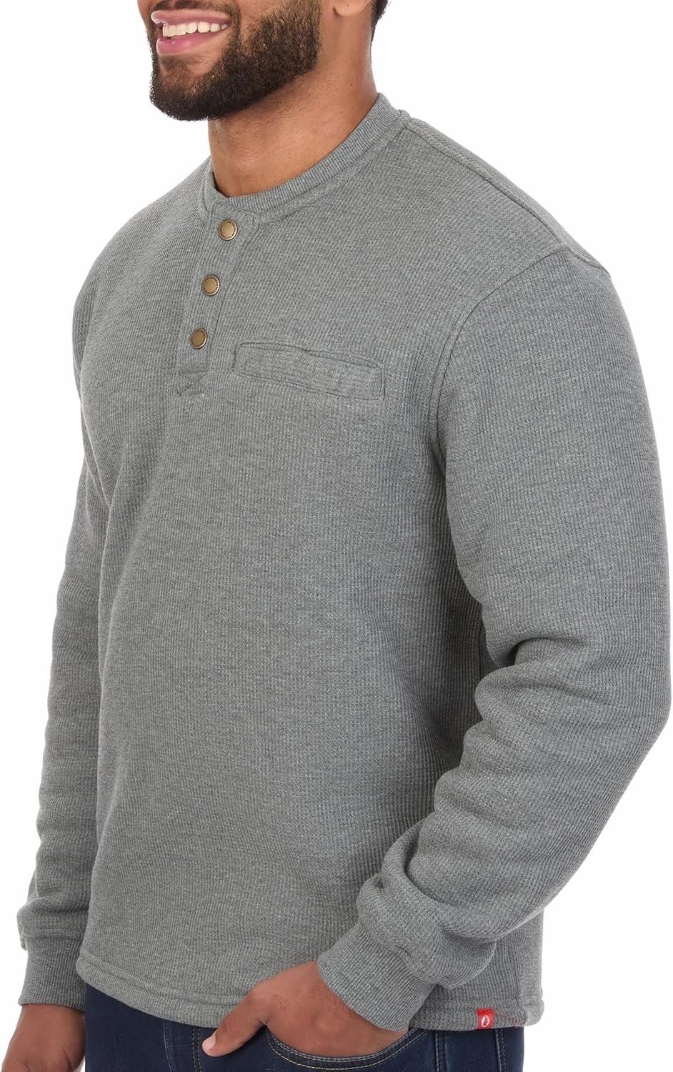 The American Outdoorsman Sherpa Lined Waffle Henley for Men - Thermal Long Sleeve Shirt Bonded Sherpa Lining For Outdoors