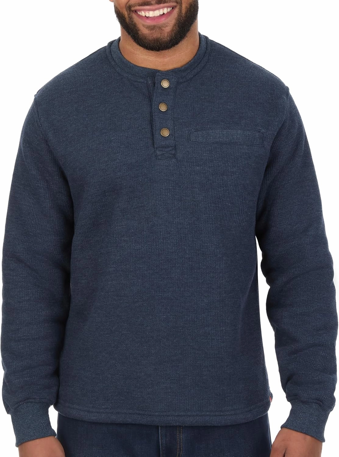 The American Outdoorsman Sherpa Lined Waffle Henley for Men - Thermal Long Sleeve Shirt Bonded Sherpa Lining For Outdoors