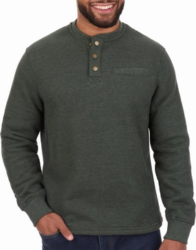 The American Outdoorsman Sherpa Lined Waffle Henley for Men - Thermal Long Sleeve Shirt Bonded Sherpa Lining For Outdoors