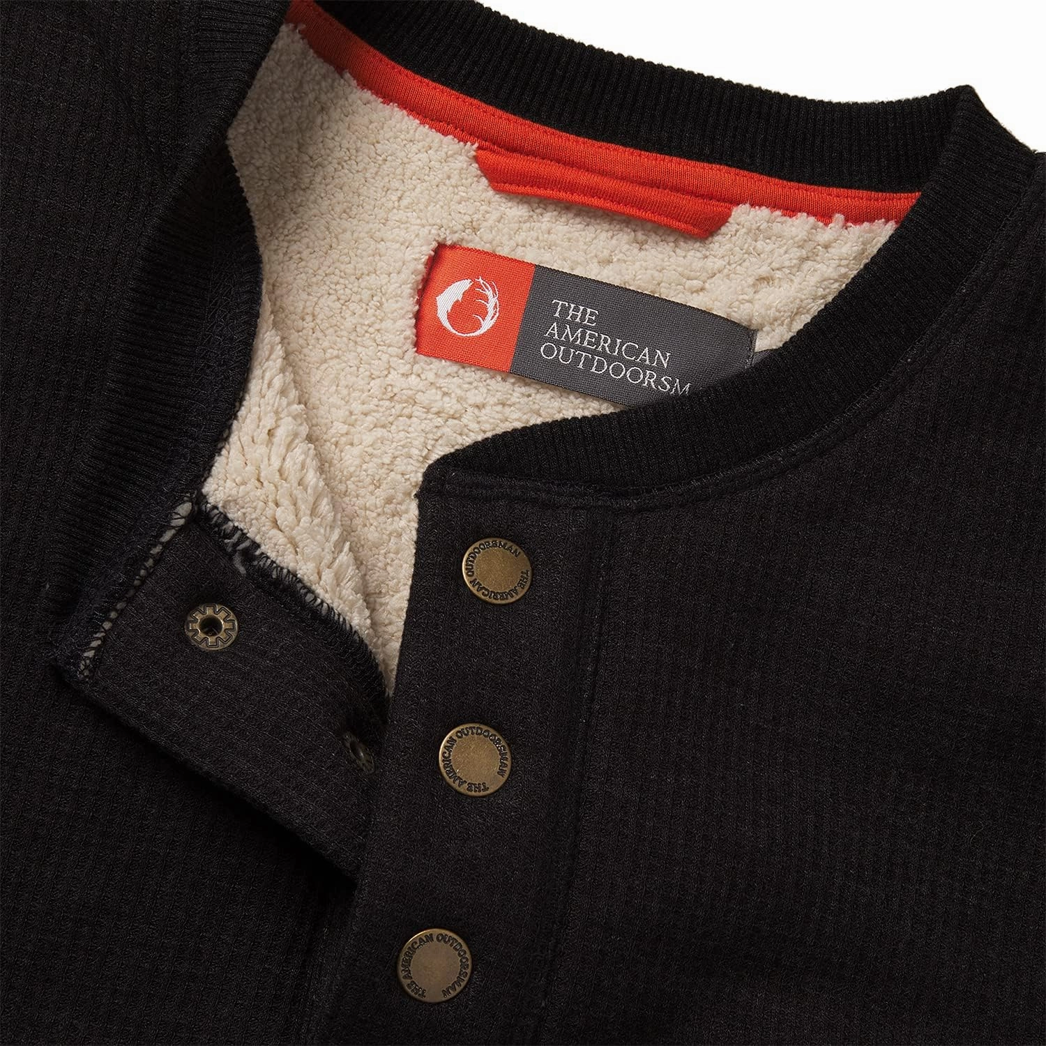 The American Outdoorsman Sherpa Lined Waffle Henley for Men - Thermal Long Sleeve Shirt Bonded Sherpa Lining For Outdoors