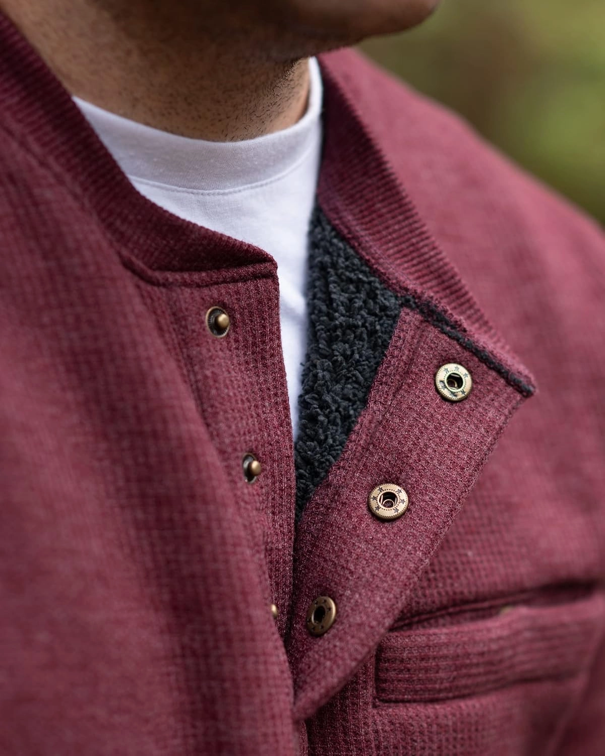 The American Outdoorsman Sherpa Lined Waffle Henley for Men - Thermal Long Sleeve Shirt Bonded Sherpa Lining For Outdoors