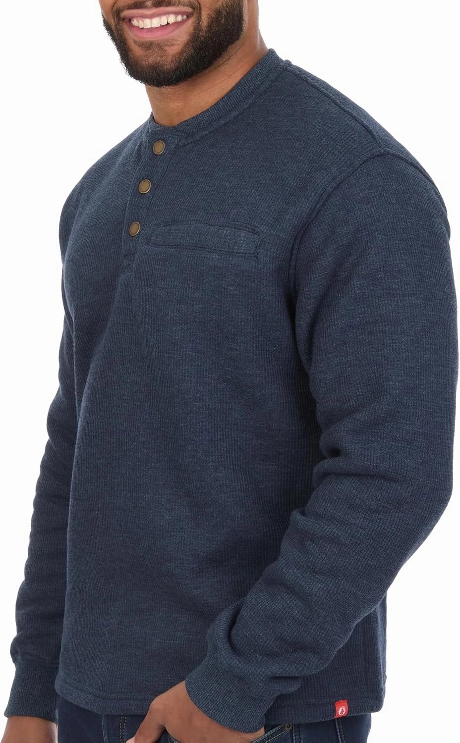 The American Outdoorsman Sherpa Lined Waffle Henley for Men - Thermal Long Sleeve Shirt Bonded Sherpa Lining For Outdoors