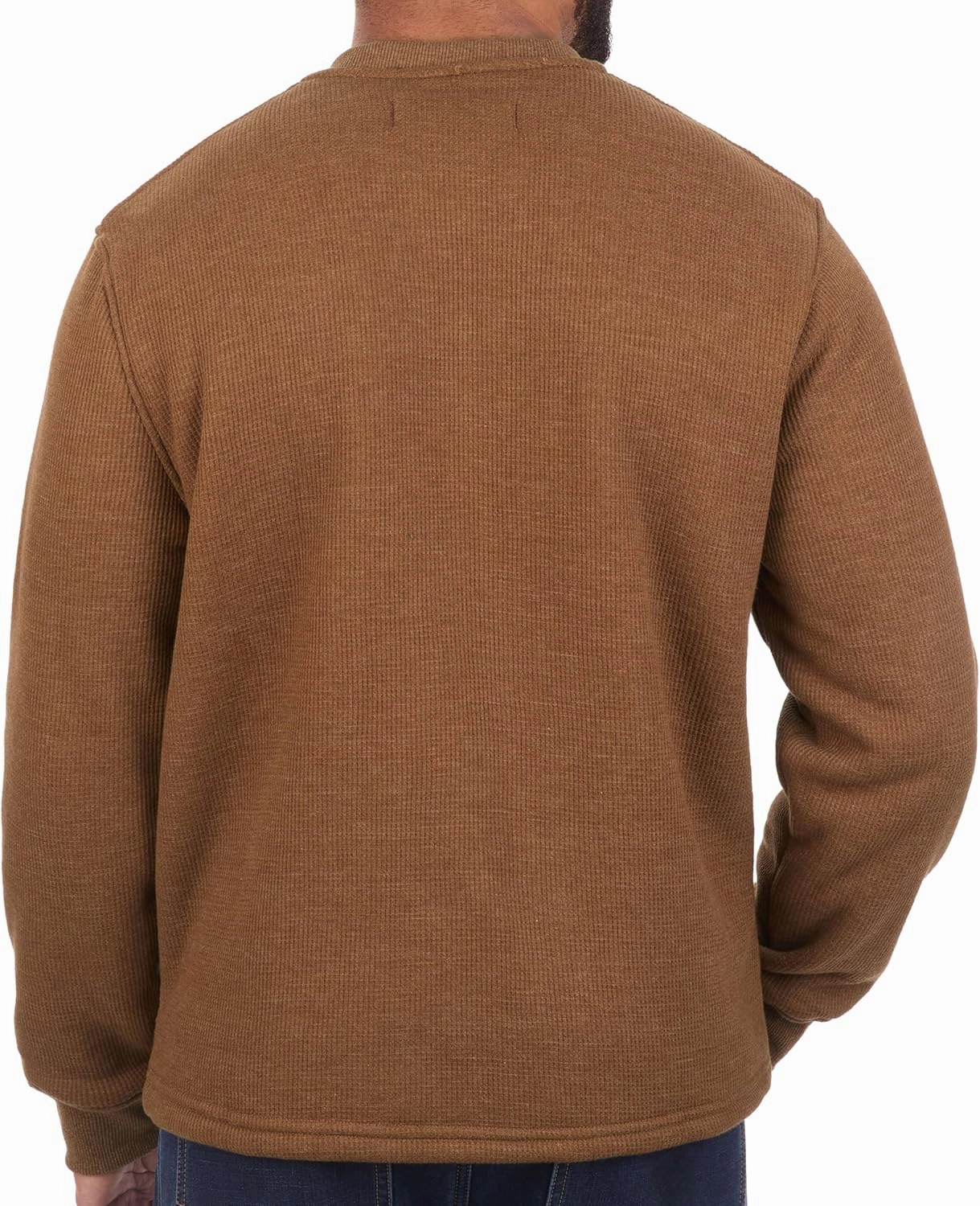 The American Outdoorsman Sherpa Lined Waffle Henley for Men - Thermal Long Sleeve Shirt Bonded Sherpa Lining For Outdoors