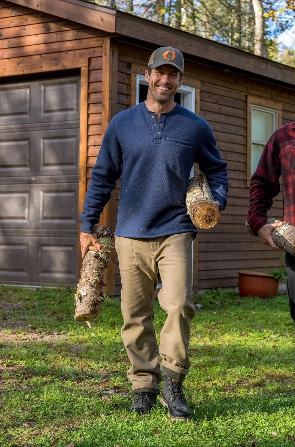The American Outdoorsman Sherpa Lined Waffle Henley for Men - Thermal Long Sleeve Shirt Bonded Sherpa Lining For Outdoors