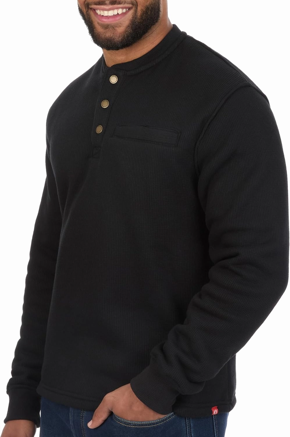 The American Outdoorsman Sherpa Lined Waffle Henley for Men - Thermal Long Sleeve Shirt Bonded Sherpa Lining For Outdoors