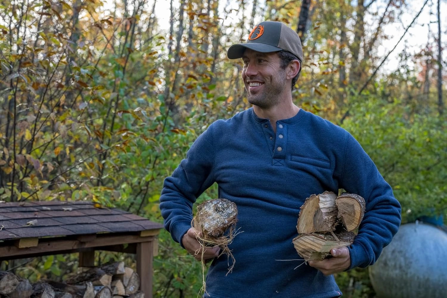The American Outdoorsman Sherpa Lined Waffle Henley for Men - Thermal Long Sleeve Shirt Bonded Sherpa Lining For Outdoors