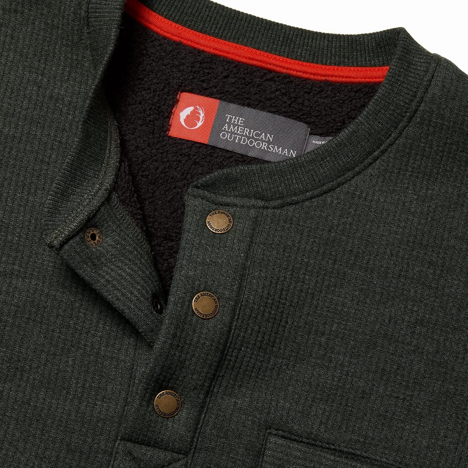The American Outdoorsman Sherpa Lined Waffle Henley for Men - Thermal Long Sleeve Shirt Bonded Sherpa Lining For Outdoors