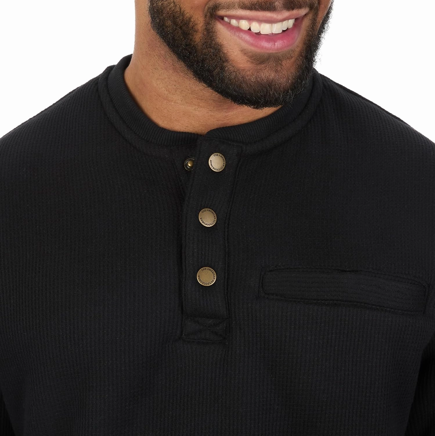 The American Outdoorsman Sherpa Lined Waffle Henley for Men - Thermal Long Sleeve Shirt Bonded Sherpa Lining For Outdoors