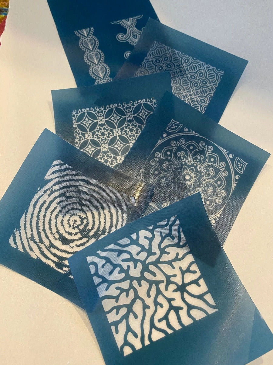 The Flow Two Pack Reusable Silk Screen Stencils for Dichroic Glass Etching