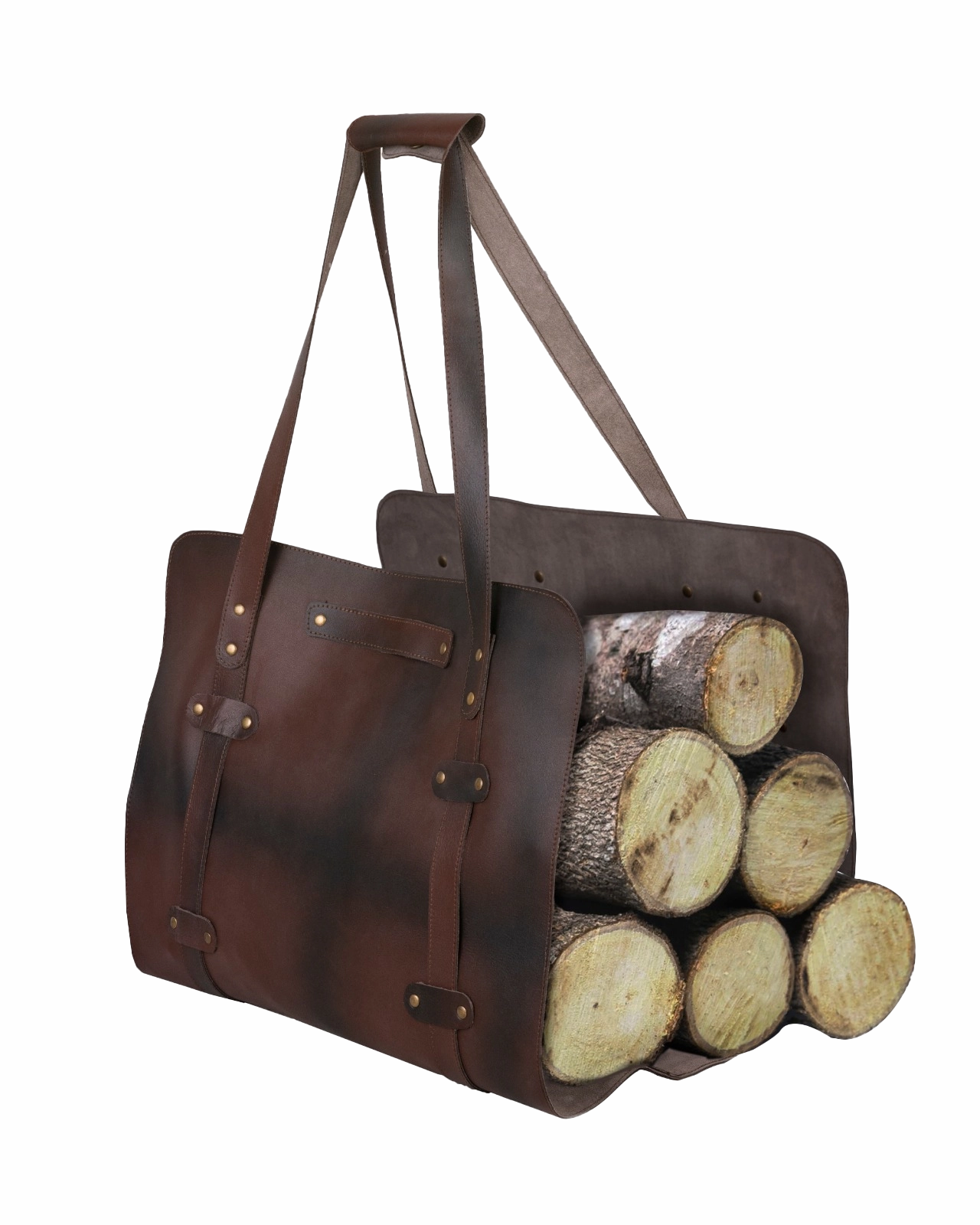 The Isle of Weight Dark Brown Leather Firewood Carrier