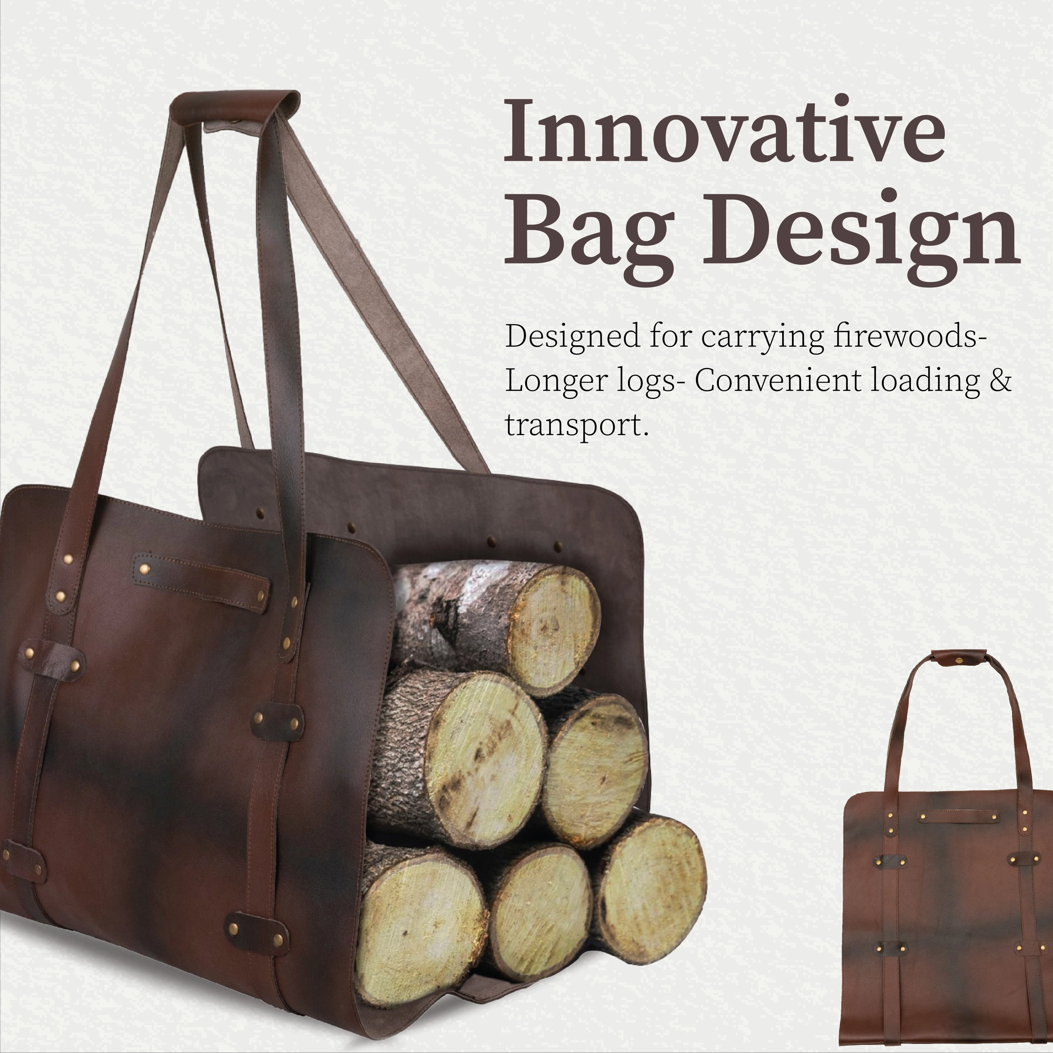 The Isle of Weight Dark Brown Leather Firewood Carrier