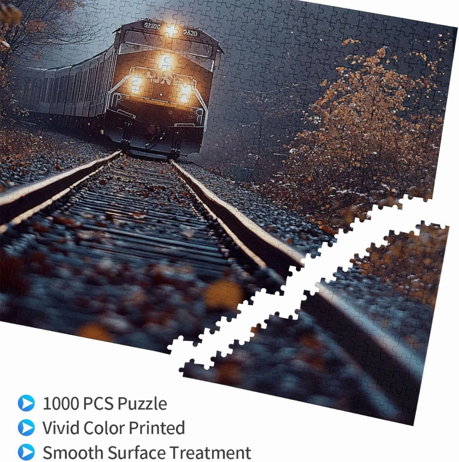 The Locomotive in The Train Tracks 1000 pcs Adult Wooden Jigsaw Puzzle，Stunningly Vibrant Colors Flight of Thought，UAdults Funny Artwork，Pieces Fit Together Perfectly，Gifts for Family