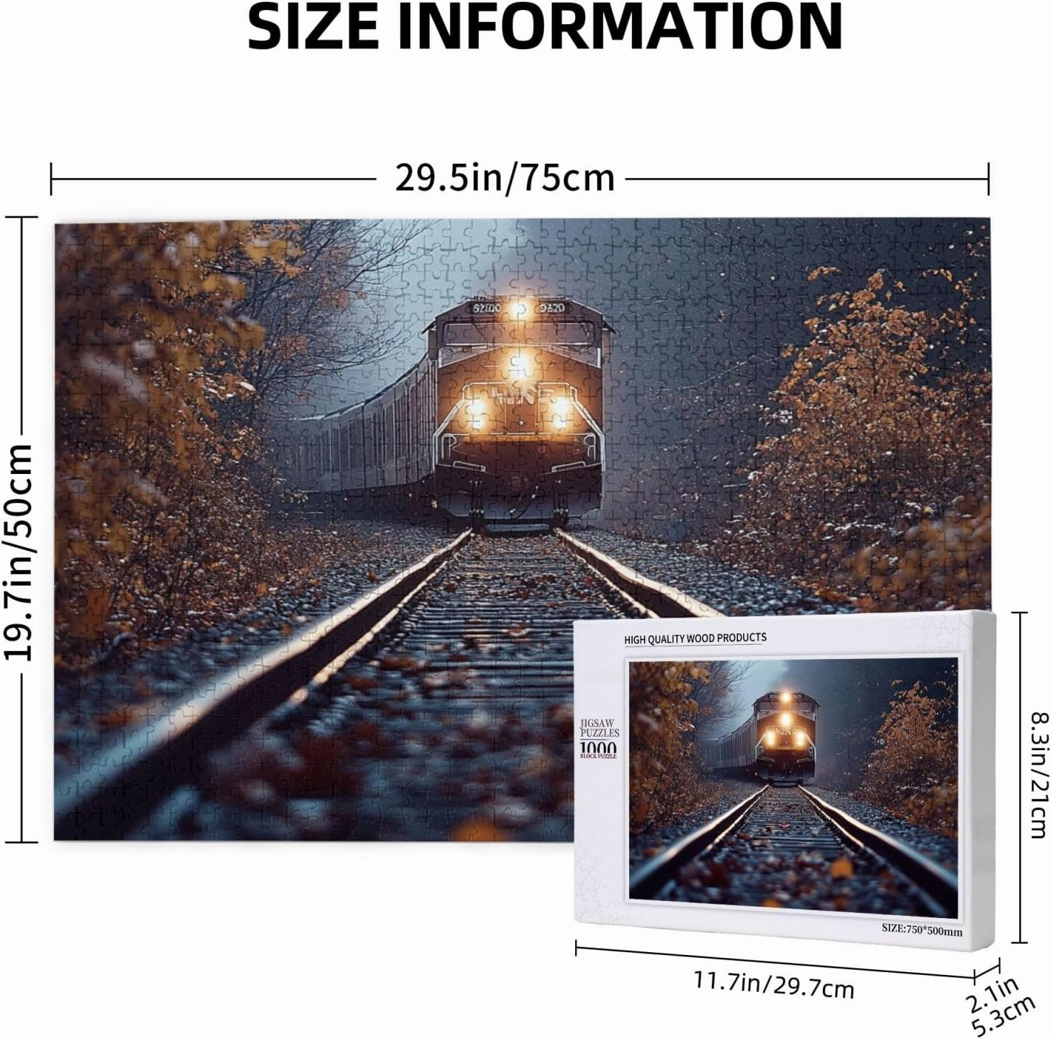 The Locomotive in The Train Tracks 1000 pcs Adult Wooden Jigsaw Puzzle，Stunningly Vibrant Colors Flight of Thought，UAdults Funny Artwork，Pieces Fit Together Perfectly，Gifts for Family