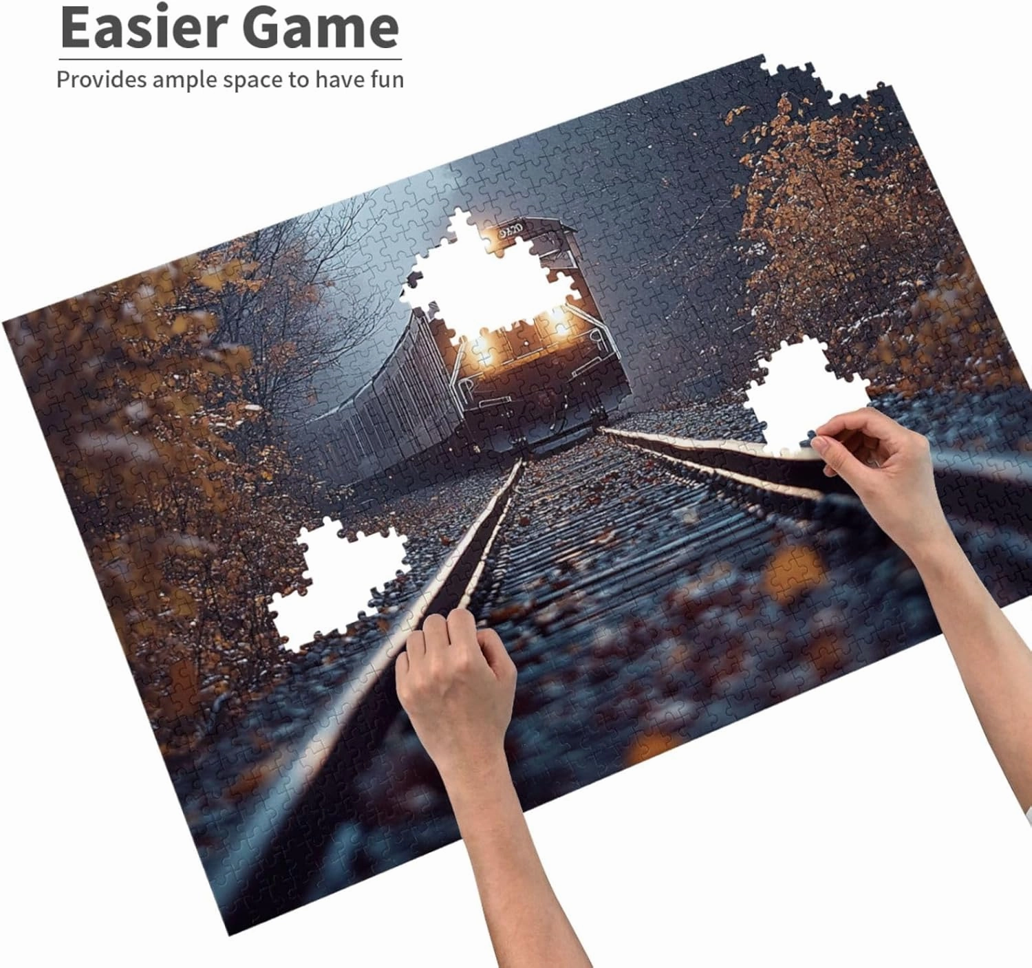 The Locomotive in The Train Tracks 1000 pcs Adult Wooden Jigsaw Puzzle，Stunningly Vibrant Colors Flight of Thought，UAdults Funny Artwork，Pieces Fit Together Perfectly，Gifts for Family
