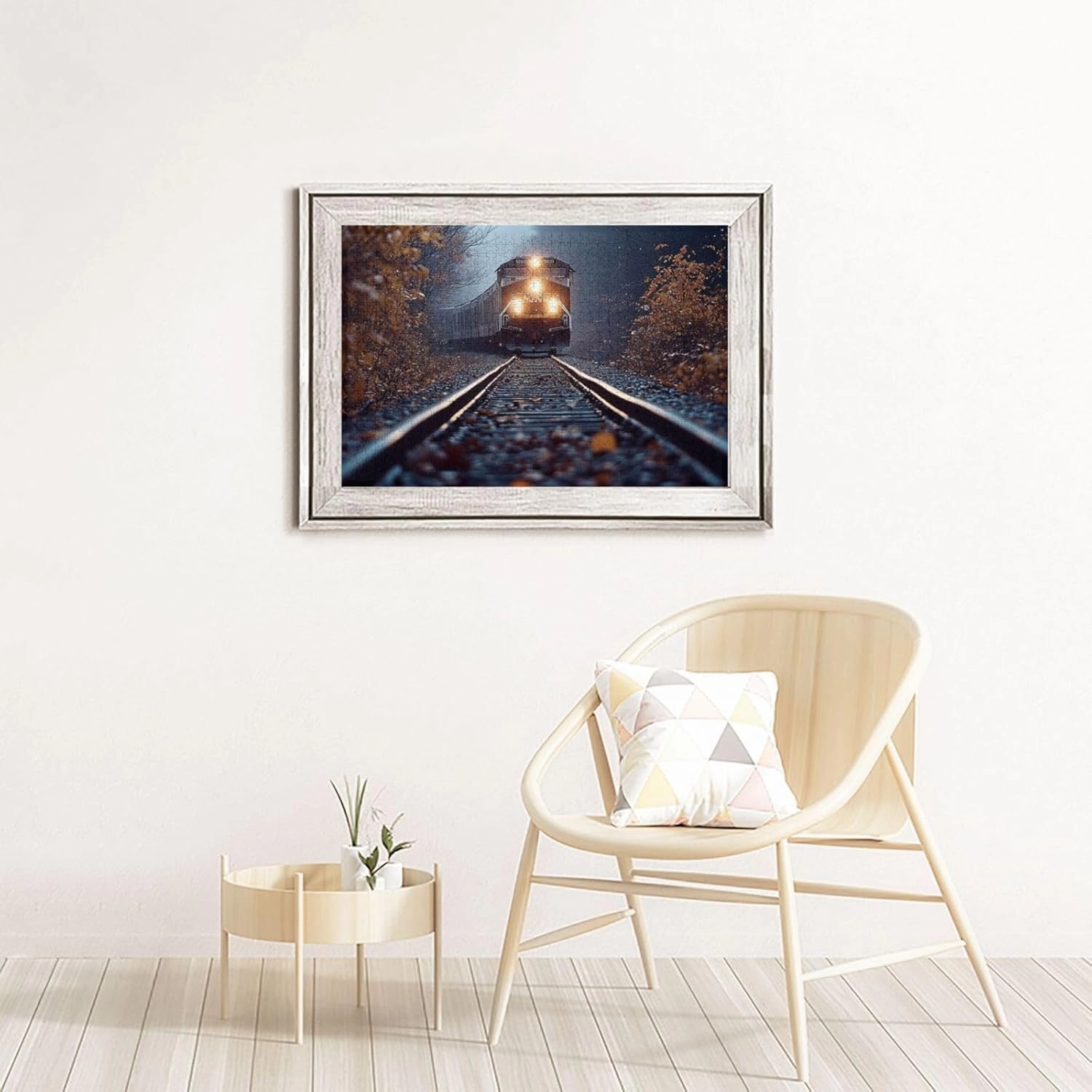 The Locomotive in The Train Tracks 1000 pcs Adult Wooden Jigsaw Puzzle，Stunningly Vibrant Colors Flight of Thought，UAdults Funny Artwork，Pieces Fit Together Perfectly，Gifts for Family
