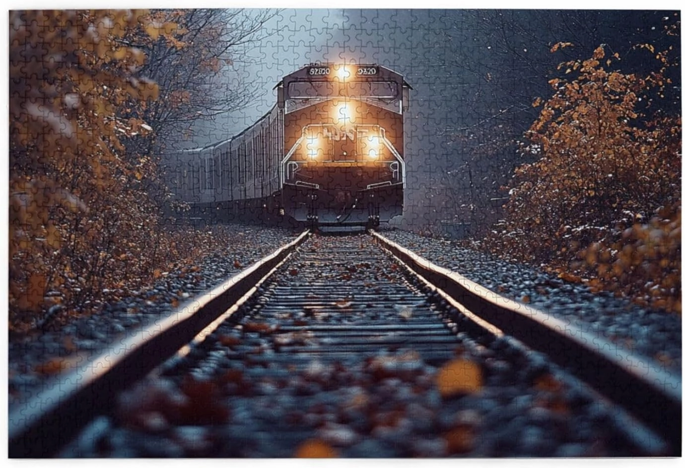 The Locomotive in The Train Tracks 1000 pcs Adult Wooden Jigsaw Puzzle，Stunningly Vibrant Colors Flight of Thought，UAdults Funny Artwork，Pieces Fit Together Perfectly，Gifts for Family