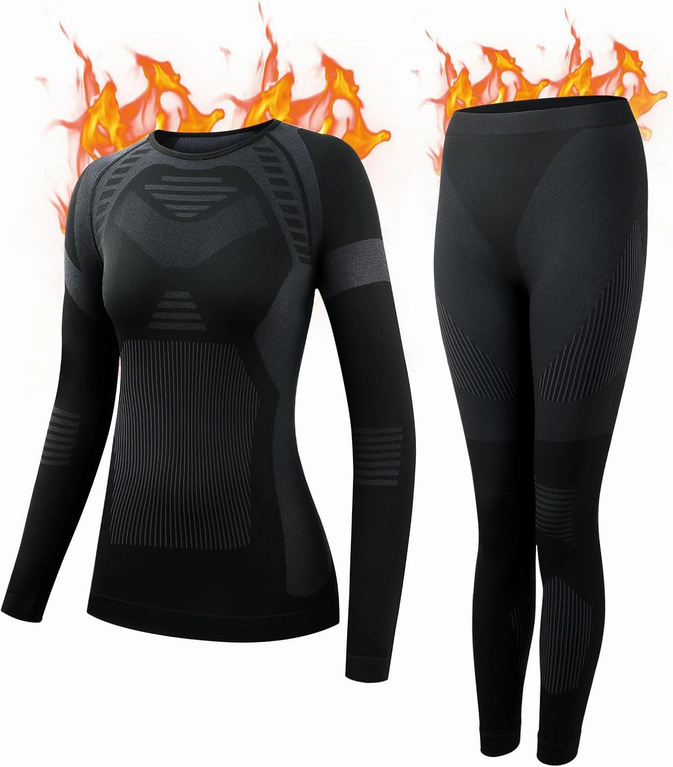 Thermal Underwear Set Womens, Ski Base Layers Set, Quick Dry Thermal Underlayer, Ladies Thermal Clothing & Leggings