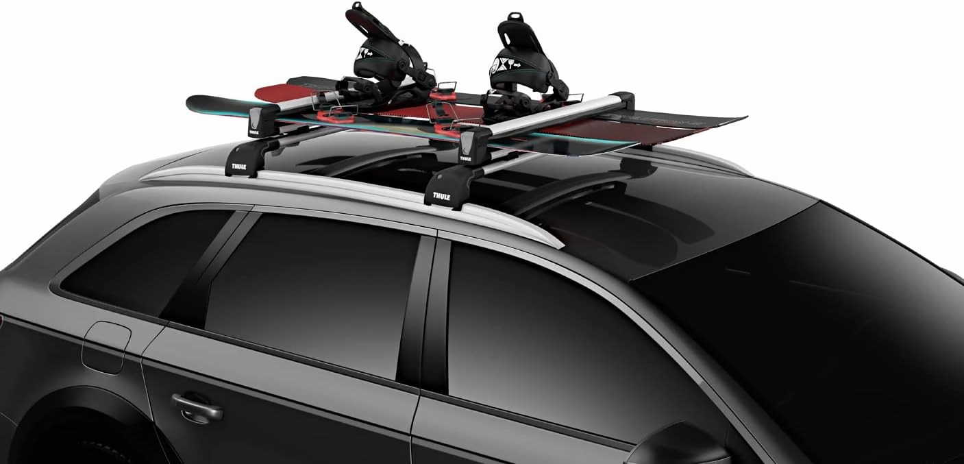Thule SnowPack Ski/Snowboard Rack, Large (6 Pr/4 Boards), Silver