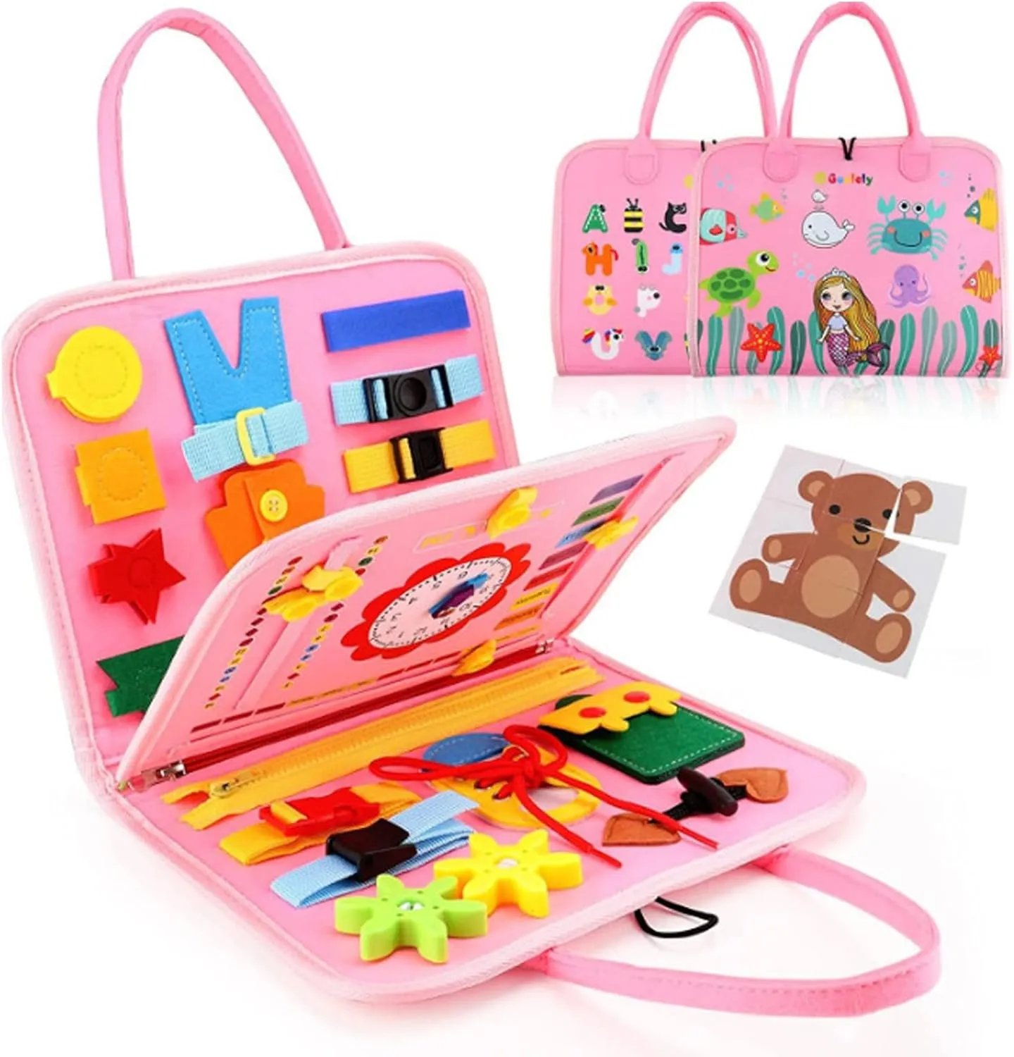 Tibatoes Play Board, Tibatoes Busy Board, Felt Board, for Long Car Rides and Summer Trips Boys Girls, No Screens, No Meltdowns, Just Focused Play (Style C)