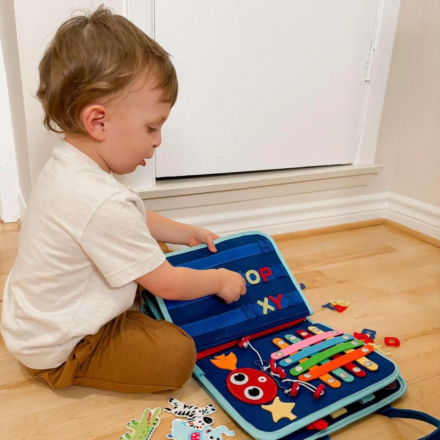 Tibatoes Play Board, Tibatoes Busy Board, Felt Board, for Long Car Rides and Summer Trips Boys Girls, No Screens, No Meltdowns, Just Focused Play (Style C)